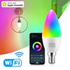E14 Candle Lamps APP Control Smart Bulb WIFI RGB 220V LED Light Dimmable Wifi Smart Light Bulb Room Home Compatible Alexa Google Home