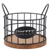 Корзина для кофейных капсул, круглая корзина для хранения из железной проволоки, большой емкости, держатель для кофейных капсул с деревянной основой для домашнего офиса