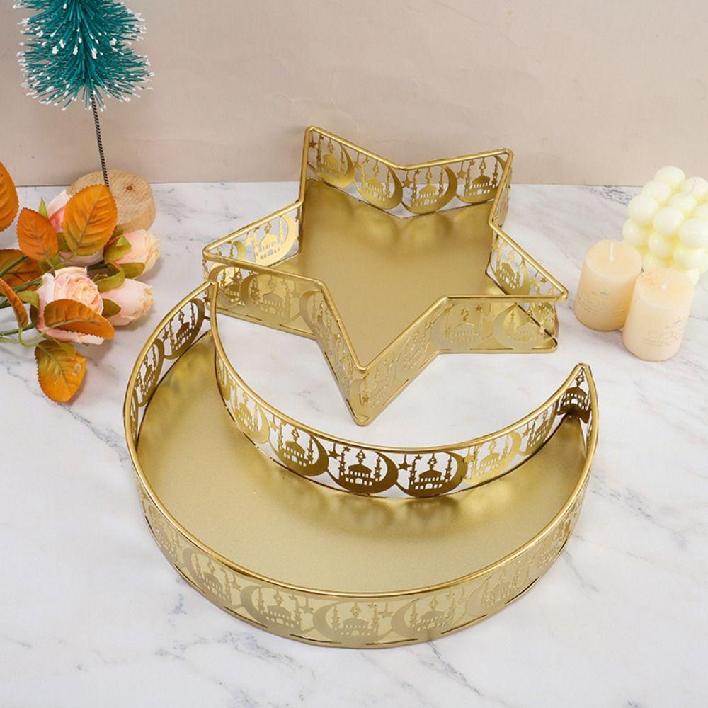 Iron Material Dessert Tray Moon Star Shaped Food Storage Container Dinner Plate Table Decor