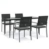 VidaXL Garden Dining Set 5 Pcs Cushions Wicker Steel, Dining Set, Outdoor Dining Set, 3187009