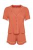 Women's Fashion Viscose Woven Pajama Set with Cinnamon Piping Detail