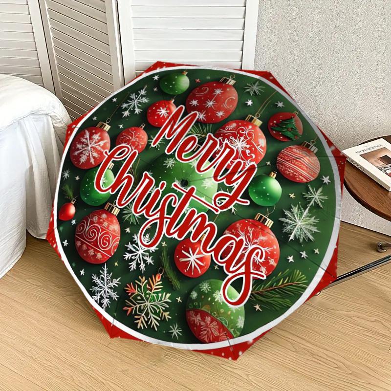 1pc Christmas ornaments background Umbrella with Plastic Handle,Suitable for All Seasons Home Travel Outdoor UmbrellaDD249