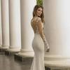 Elegant European-American High Waist Backless Lace Fishtail Wedding Dress