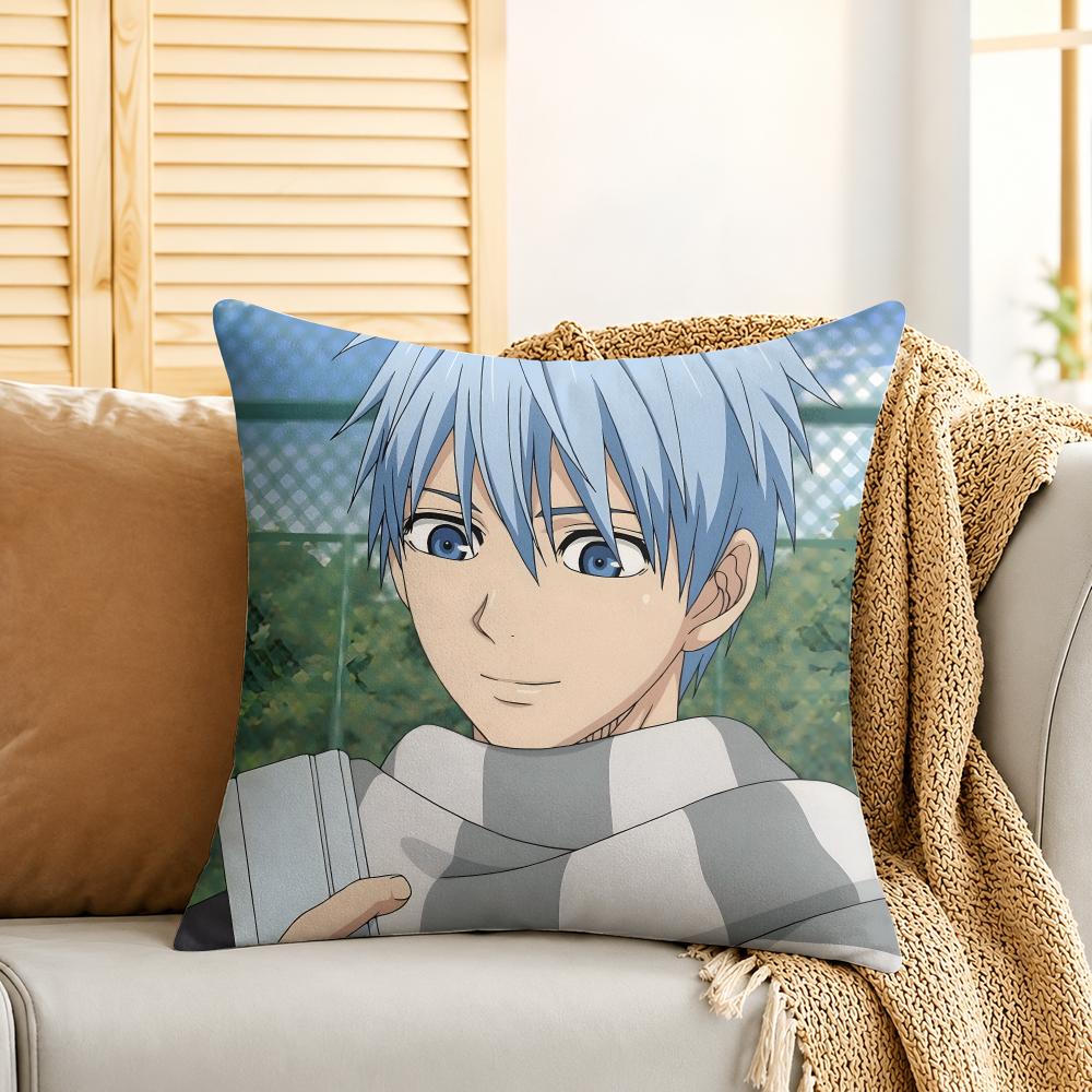 KKuroko Basketball Anime Cushion Cover Silky Short Plush Invisible Zipper Dustproof Sofa Pillow Case For Home Decor