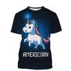 Summer Unicorn 3D Painted Art T-shirts Fashionable Casual Harajuku Fun Animal Streetwear Children's Boy and Girl Kids Unisex T-shirts