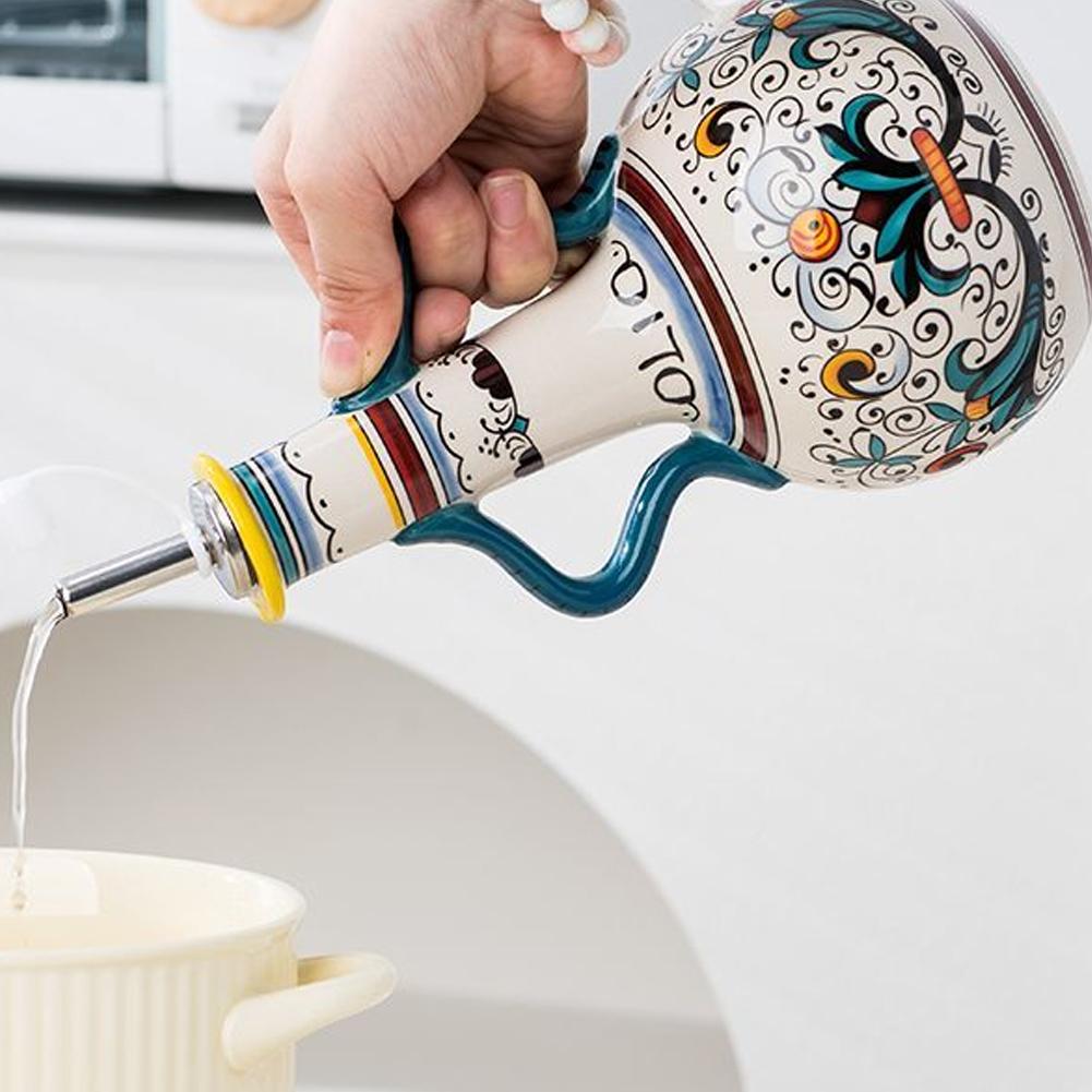Диспенсер для оливкового масла, рельефная керамическая бутылка для масла, уксуса, 700 мл, керамическая бутылка для хранения приправ R8P1