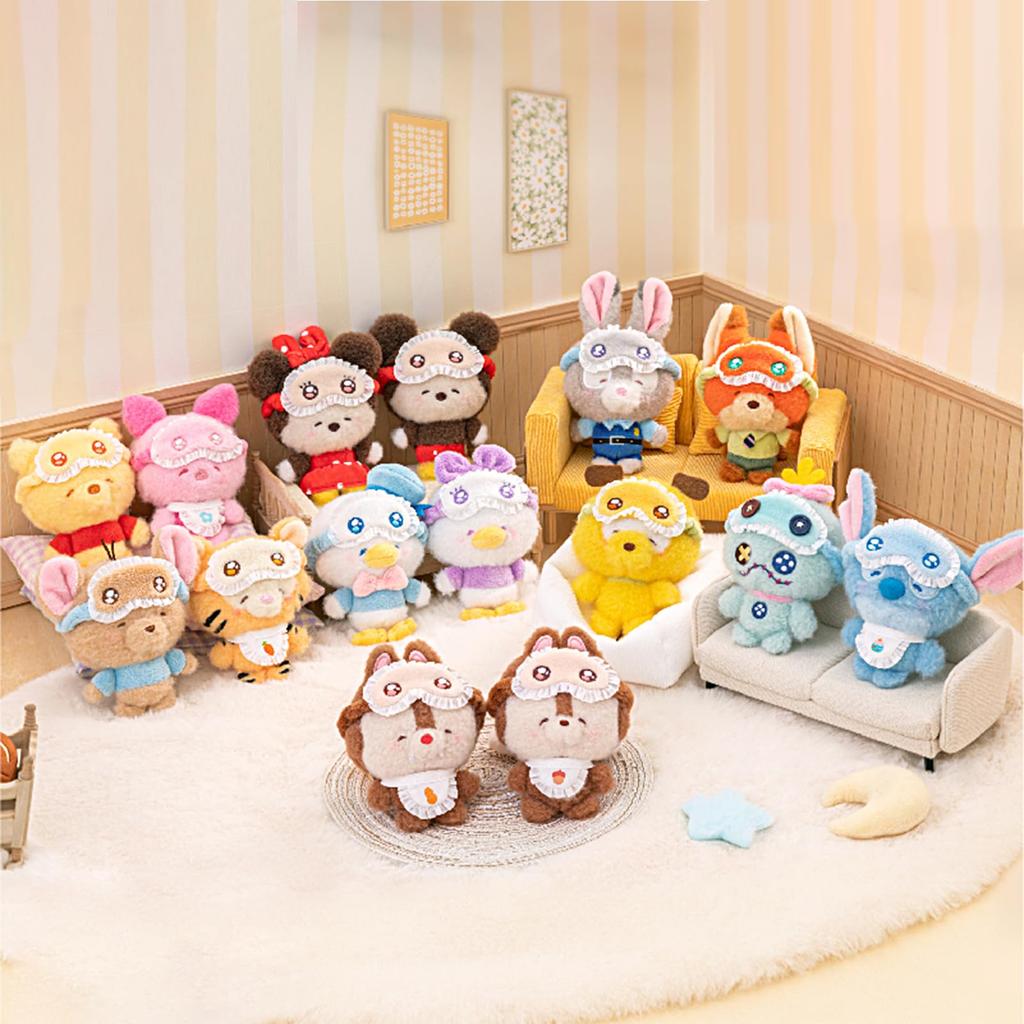 TOP TOY Disney Mickey Family [Sleepy Eyes] Plush Toy Series [1 Piece] Pop Mart Gachapon Blind Box Figure Plastic Model Premium Toy Zootopia Stitch