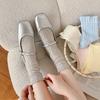 Женские носки в корейском стиле, летние, хлопковые, тонкие, дышащие, средней длины, однотонные, белые, серые, розовые, голубые, желтые, длинные носки, носки