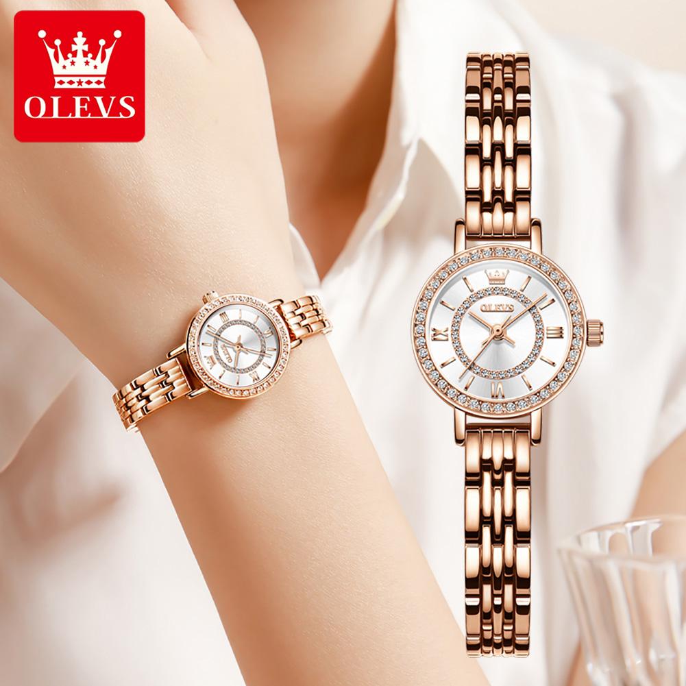 OLEVS 5508 Diamond Watch for Women Rose Gold Stainless Steel Waterproof Elegant Ladies Wrist Watch Original Quartz Women's Watch