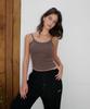 INJIACTIVE Skinny Strap Ribbed Tank Brown