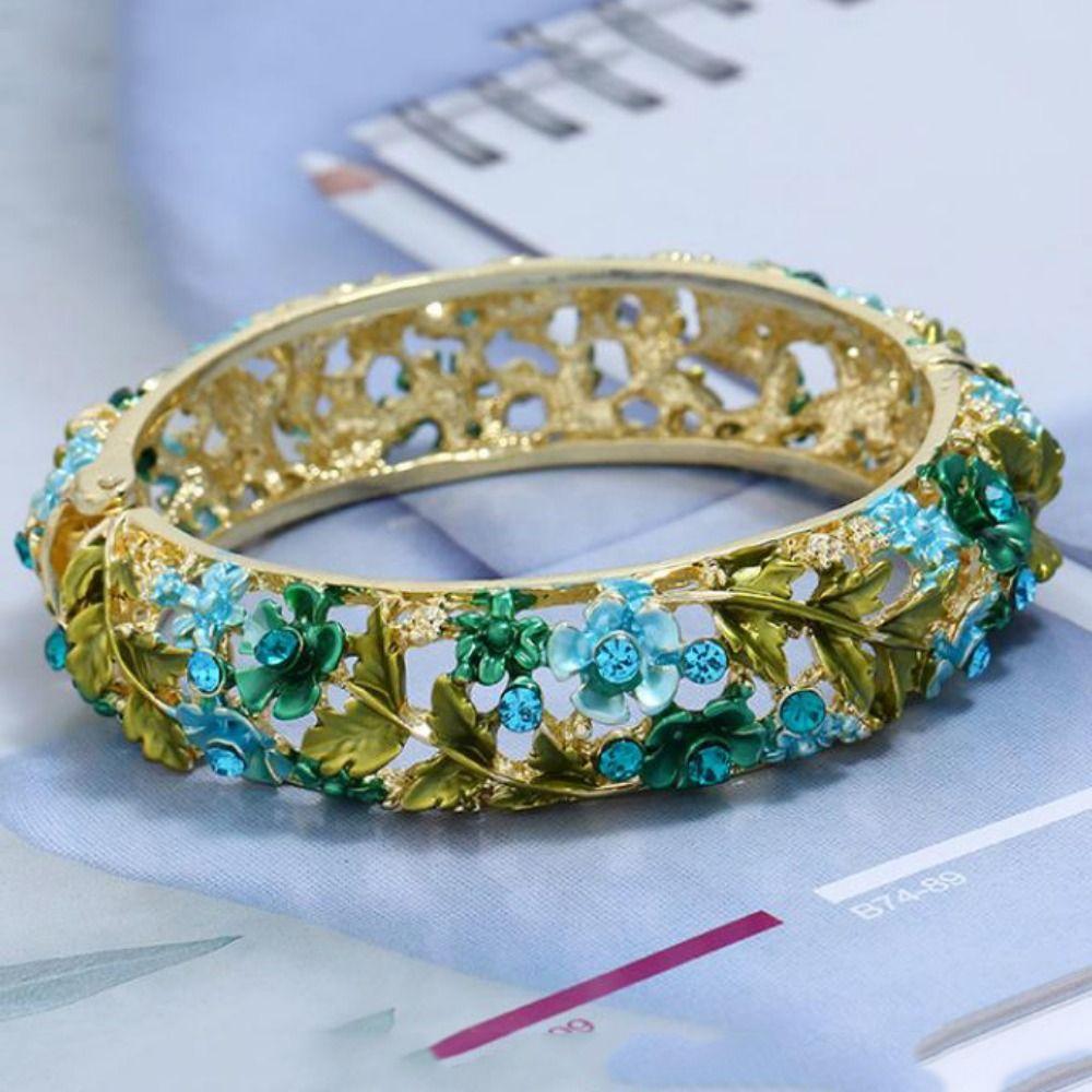 Эмаль ажурный цветок браслет двойной браслет женский браслет на руку ювелирные изделия