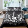 Music Note Guitar Duvet Cover Set Bedroom Bedding Decorative Hip Hop Wind Quilt Cover Pillowcase Three-Piece Set