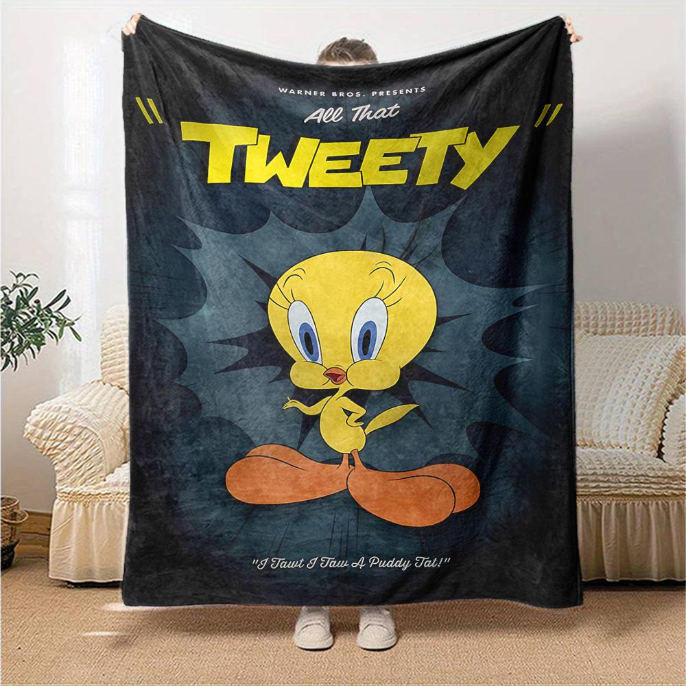 All Tweety Flannel Blanket Super Soft Warm Cozy Blanket For Sofa Bed Office Travel Allseason Home Decor Gift