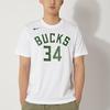 Nike Milwaukee Bucks NBA Logo Print Casual Vintage Crew Neck T Shirt Men Tops White DR6386-106
