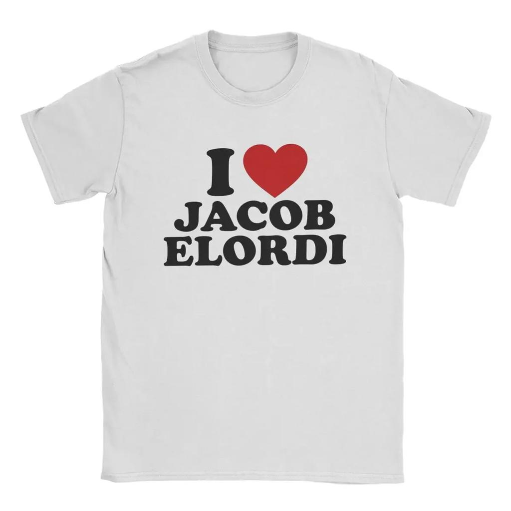 Мужская футболка I Love Jacob Elordi Винтажные хлопковые футболки Футболка с коротким рукавом Круглый вырез Топы Плюс #Цвет