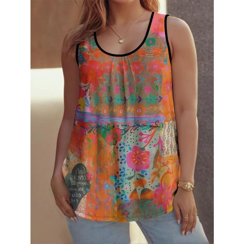 Women's Sleeveless Vest Creative Color Pattern Cat Printing Comfortable Soft Fashionable Versatile Summer Vest