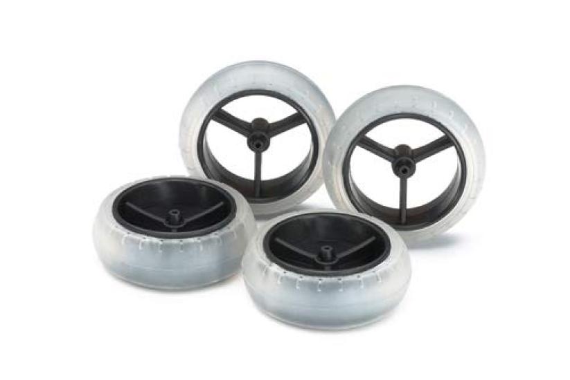 Tamiya Mini 4WD Special Edition Super Carbon Reinforced Large Diameter Narrow Wheels Soft Barrel Tires 95420 Item X/XX