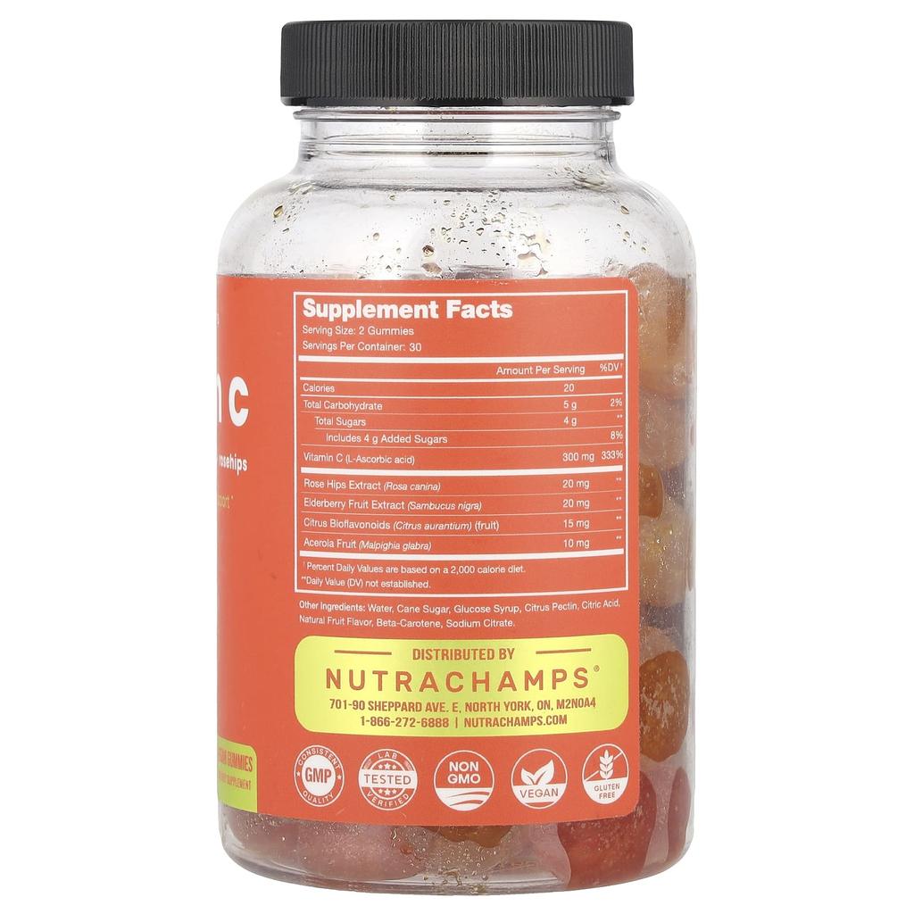 Vitamin C, Natural Orange & Cherry, Vegan Gummies 60 Pieces