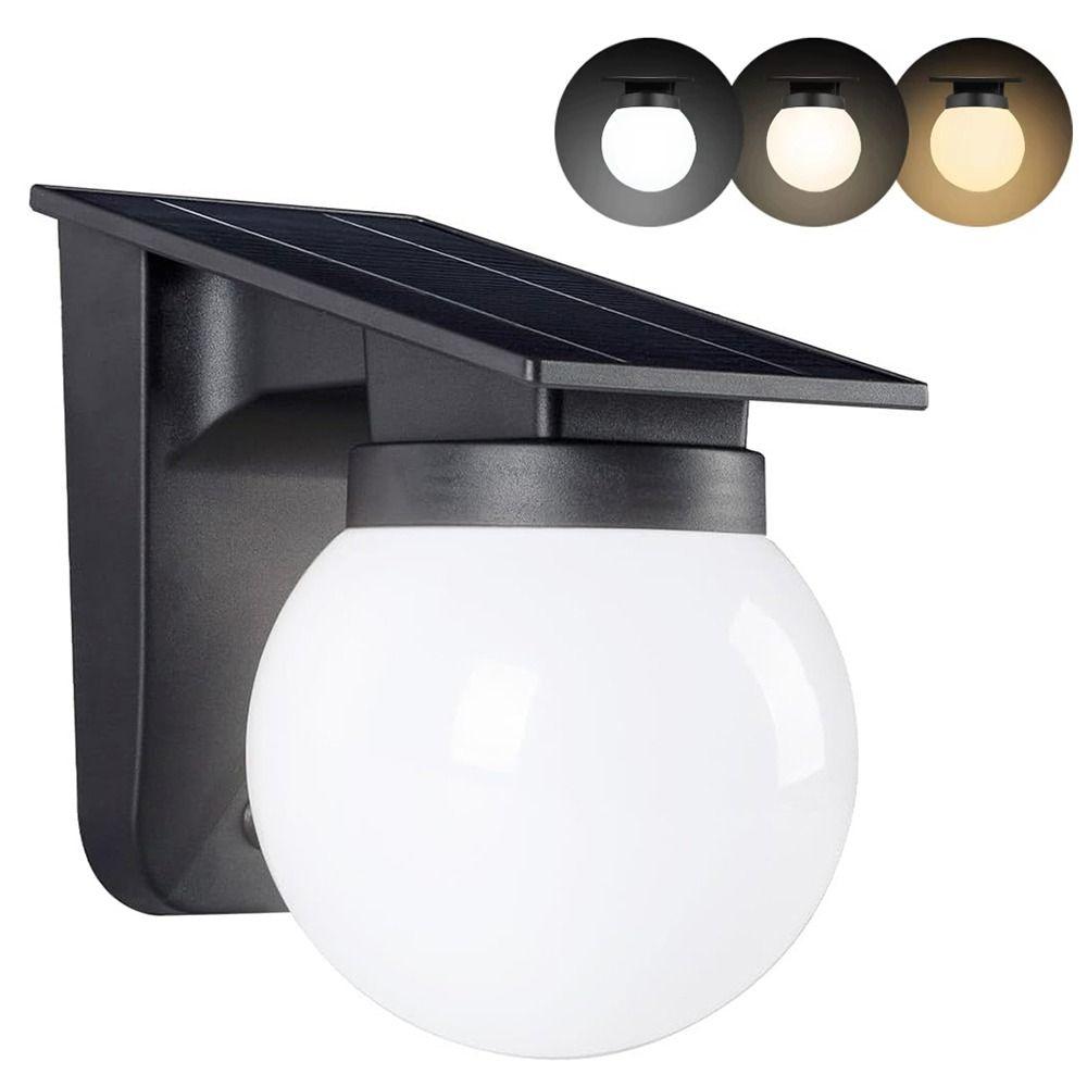 Auto on/Off Solar Wall Light IP65 Waterproof Sturdy Outdoor Solar Wall Lamp Decorative Sphere Durable Outdoor Bulb Light