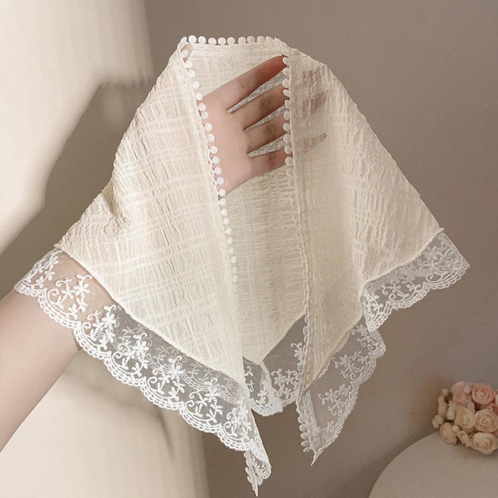Retro Lace Headband Print Hair Scarf Triangle Headscarf Hair Bands for Womens Girl Fashion Sweet Kerchief