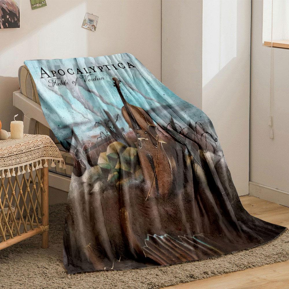 Cello in War-Torn Landscape for all seasons blanket lunch break throw gift