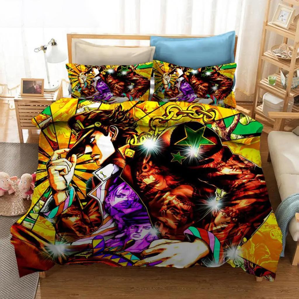 Аниме JoJo Bizarre Adventure Jotaro Kujo Комплект постельного белья для мальчиков и девочек Twin Queen Size Пододеяльник Наволочка Кровать для детей и взрослых
