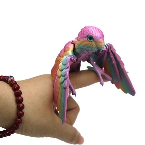 Гибкая 3D-печатная модель попугая, шарнирная фигурка птицы с крыльями и подвижными суставами, коллекционные животные-украшения для дома и офиса