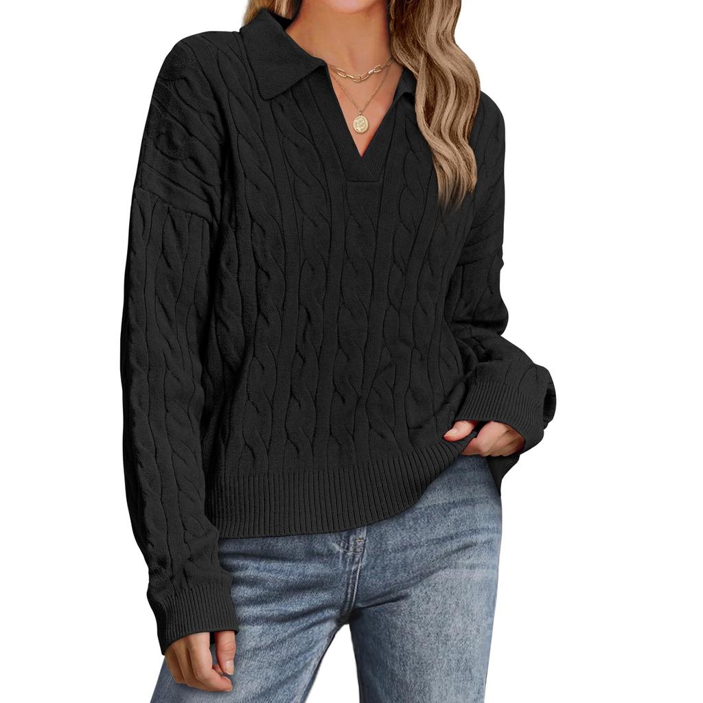 Long Sleeve Sweaters For Women Fall Winter Outfits Fashion V Neck Clothes Tops