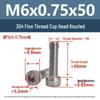 Yigu Fine Thread Knurled Socket Head Screws, 304 Stainless Steel, M3-M12