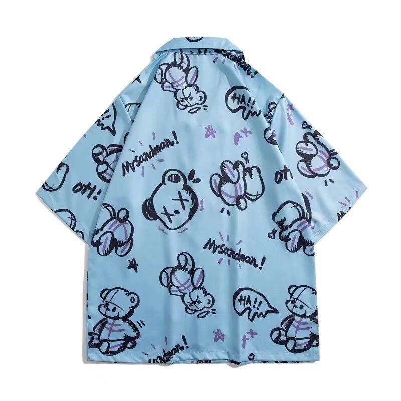 Мужская рубашка в стиле ретро, ​​мужской летний наряд, студенческий свободный крой, нишевый дизайн, повседневный мужской топ, верхняя одежда, пляжный топ