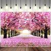Spring Cherry Blossom Polyester Photography Backdrop Easter Flowers Wedding Party Photo Background Pink Floral Boulevard