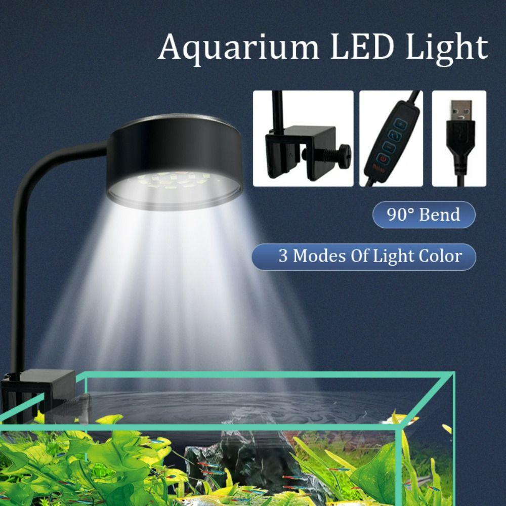 90 Degree Bend Fish Tank Clip Lamp 3 Modes Of Light Color Algae Lamp  Water Grass Growth