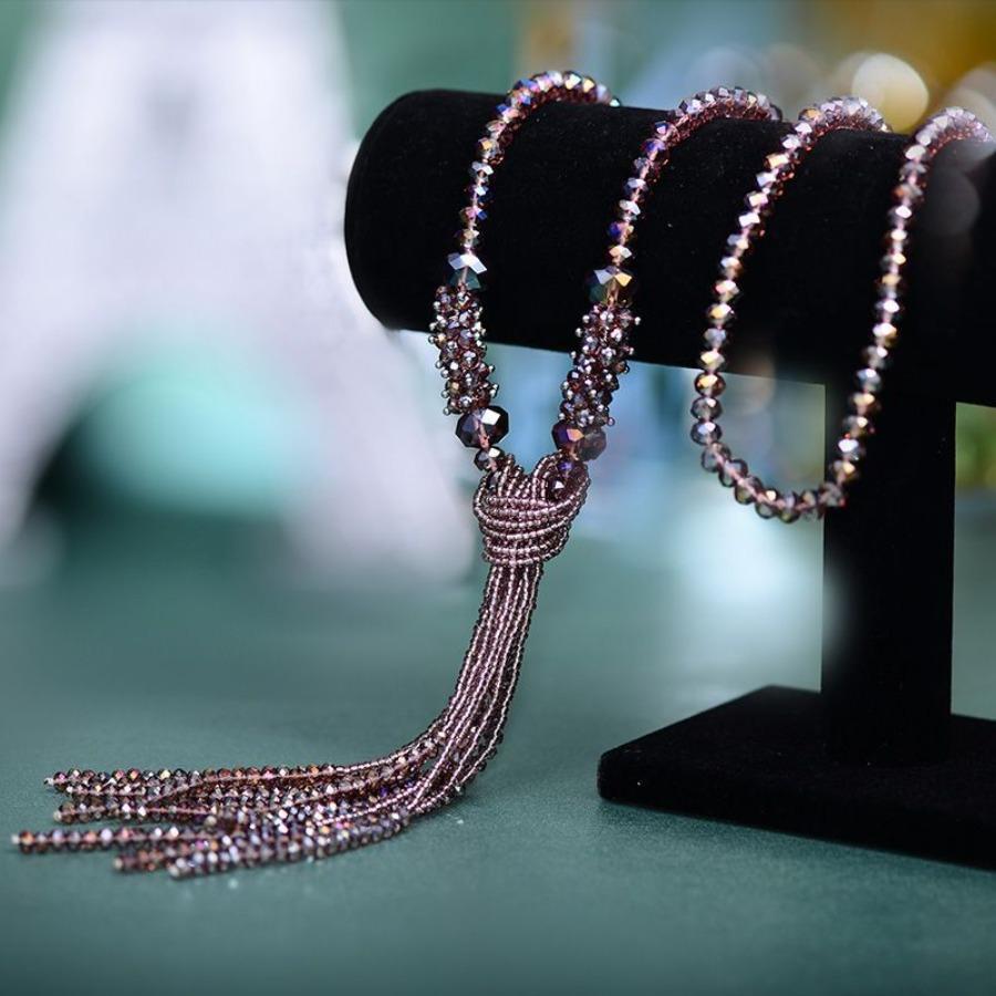 JMXD-jewelry, Женская длинная цепочка-свитер с бахромой, украшенная бусинами из австрийского хрусталя