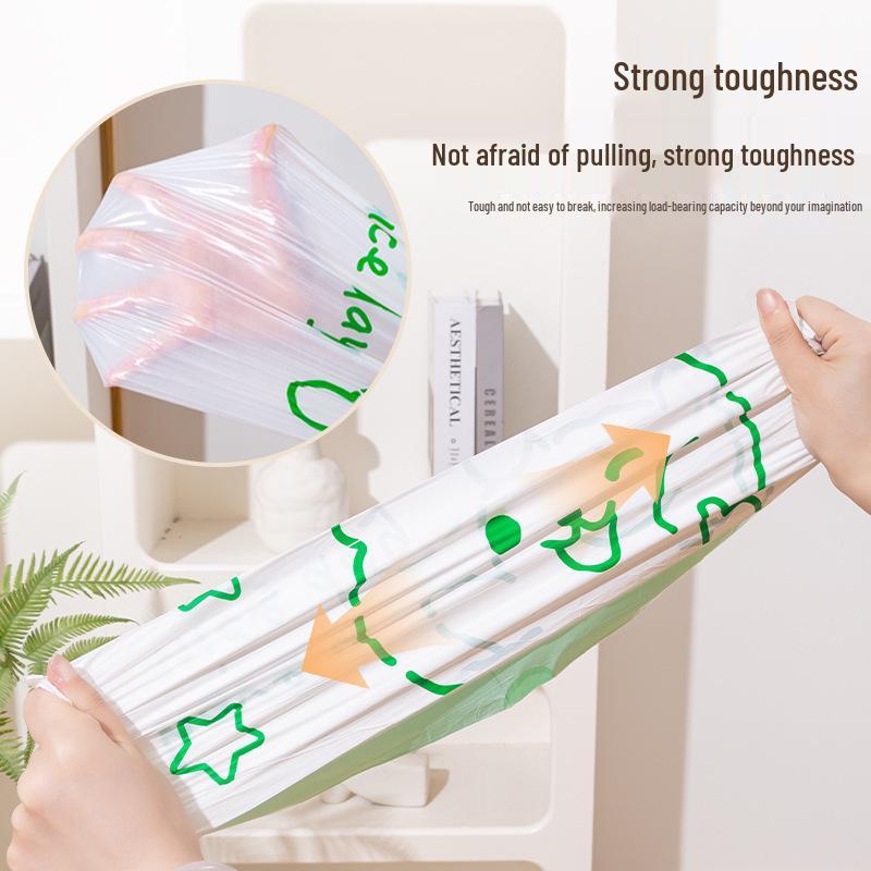 Durable Cartoon Print Drawstring Mugwort Scented Large Garbage Bags