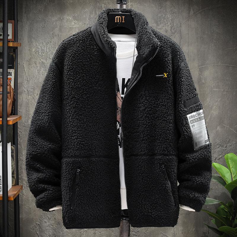 Открытое повседневное теплое хлопковое пальто Мужская бархатная корейская версия Модная зимняя крутая куртка