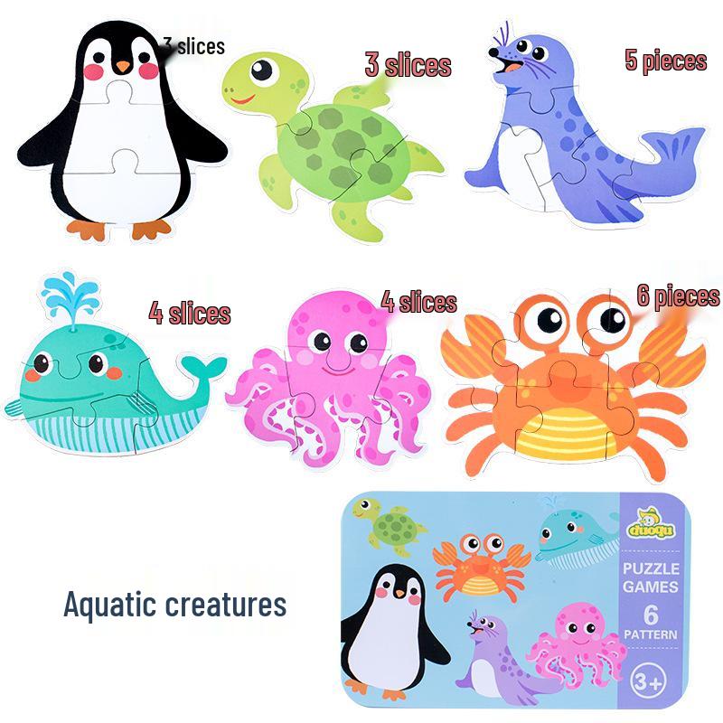 Подарочная коробка с пазлом для малышей и детей ясельного возраста с животными: Развивающая когнитивная игрушка для раннего обучения