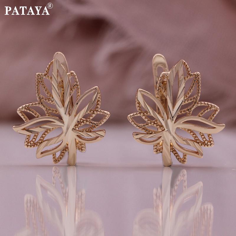 PATAYA Серьга в форме листьев цвета розового золота 585 пробы