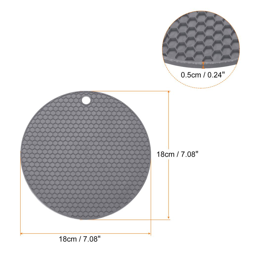2pcs Uxcell Dish Drying Mat Set Round Silicone Reusable Drain Pad Heat Resistant Suitable for Kitchen Counter Fridge Drawer