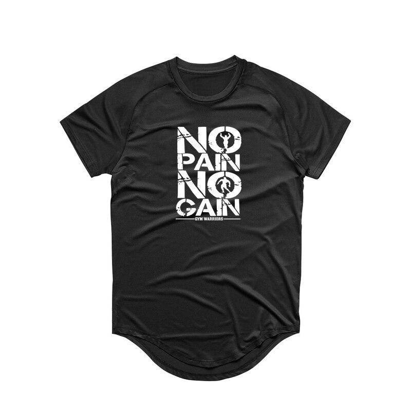 Muscleguys Летняя одежда для спортзала, мужские футболки для фитнеса, бодибилдинга, быстросохнущие футболки с короткими рукавами и принтом «No Pain No Gain»