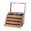 Mid-Century Solid Wood Jewelry Box with Lock: Multi-Layer Storage and Velvet Interior