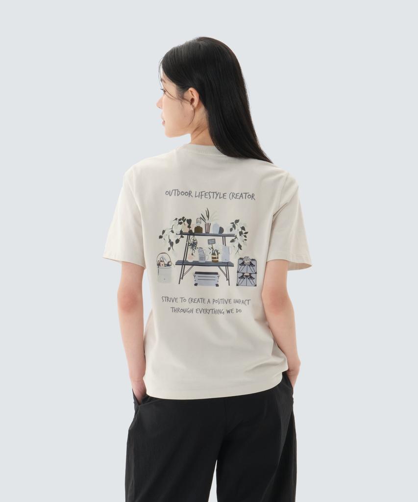 SNOWPEAK APPAREL Хлопковая футболка с коротким рукавом и графическим принтом Botanic (S26Mufts60) Светло-бежевый