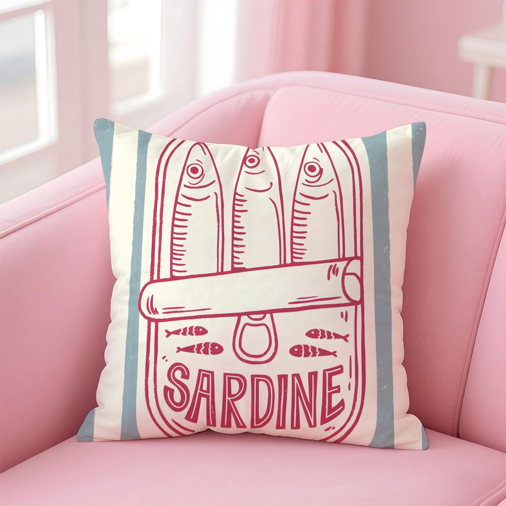 Colorful SardineS Fantasy Patterns Cushion Cover Pillowcase Short Plush Invisible zipper Room Sofa Cushion Cover