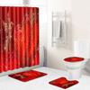 Valentine'S Day Toilet Shower Curtain Four-Piece Printed Floor Mat Set Bathroom Floor Mat Bedroom Absorbent Door Mat Carpet