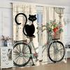 2pcs Set Cat & Abstract Art Print Curtains for Living Room 2 Pieces Shipping Thin Shading Window Curtain for Living Room Bedroom