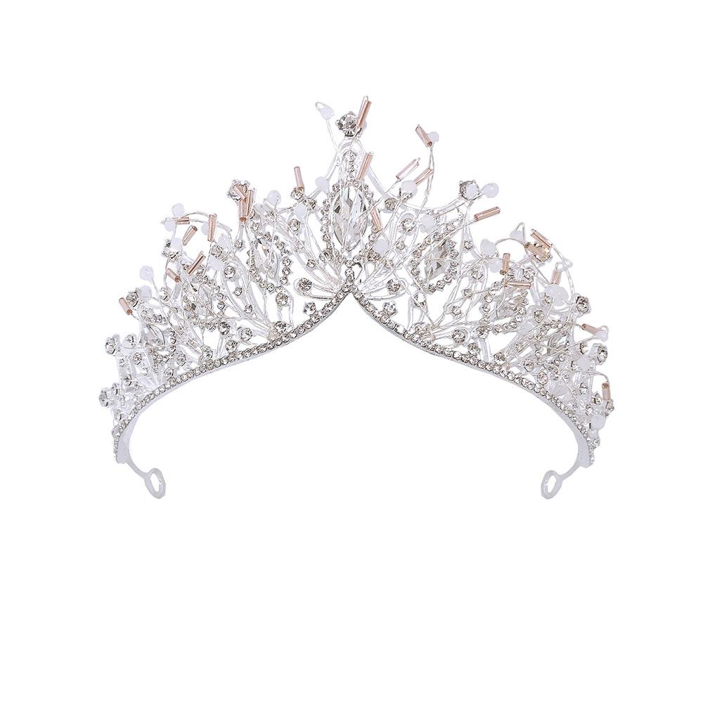 Handmade Baroque Hair Accessories Crown Children's Atmospheric Crystal Headdress Alloy Crown