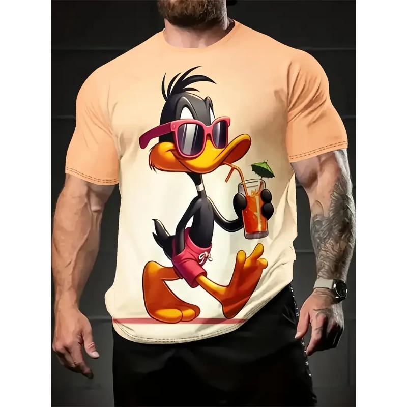 Funny Cartoon Duck Print Men's T-Shirts Summer Casual O-neck Short Sleeve Pullover Fashion Tees Street Trend Overszied Clothing