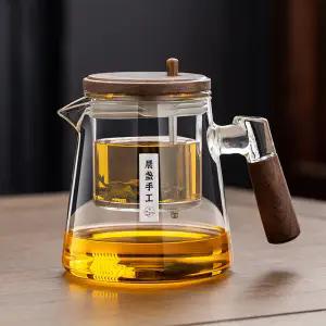 Glass Flowing Cup Full Glass Inner Tank Tea Separation Brewing Teapot One Button Filter Tea Maker Set Tea Cup