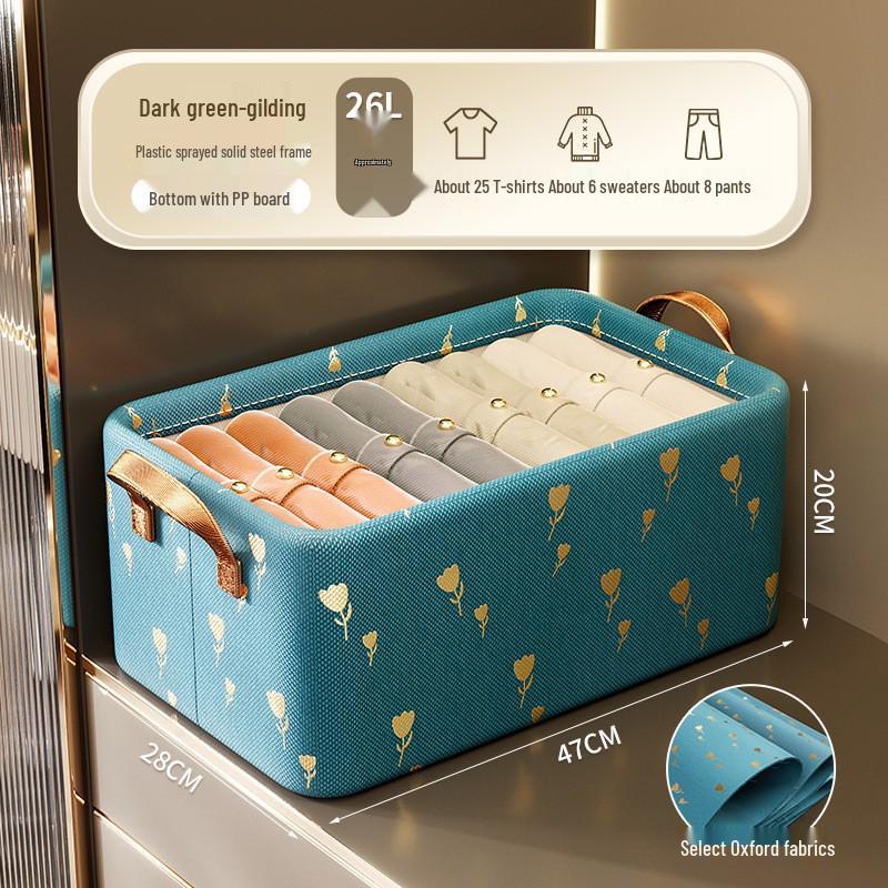 Foldable Fabric Clothes Storage Box with Steel Frame