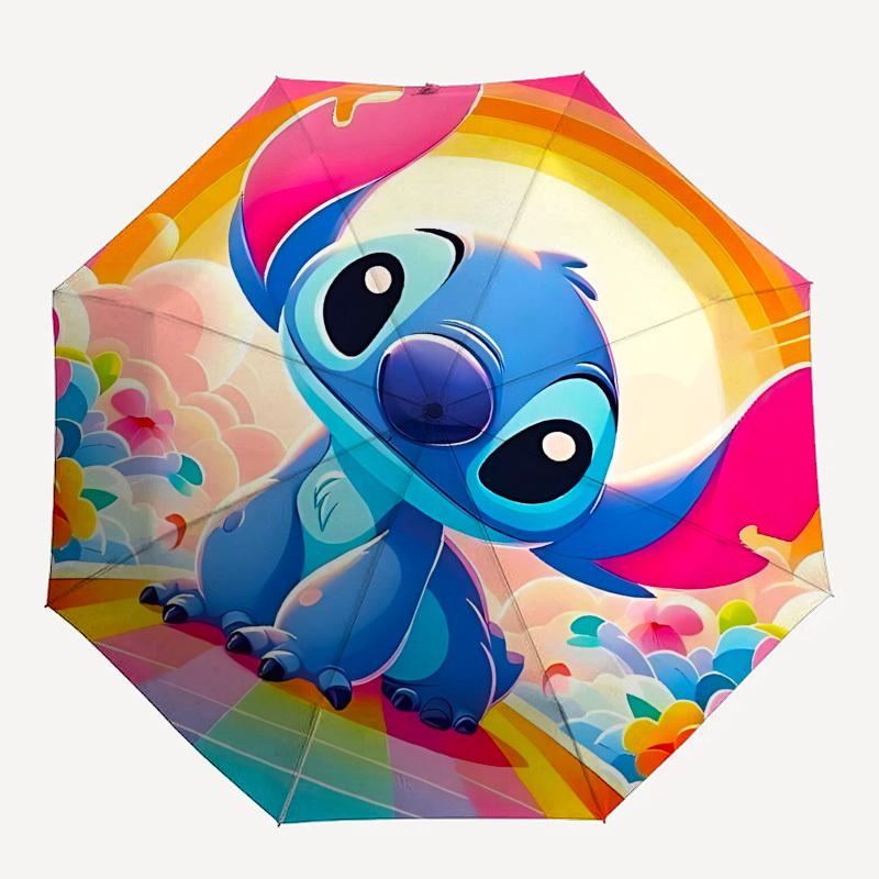 Зонт Stitch, тематика Радуга, Автоматическое открытие и закрытие, Яркий 8-реберный портативный зонт, Подходит для мужчин и женщин, Идеальный подарок дл