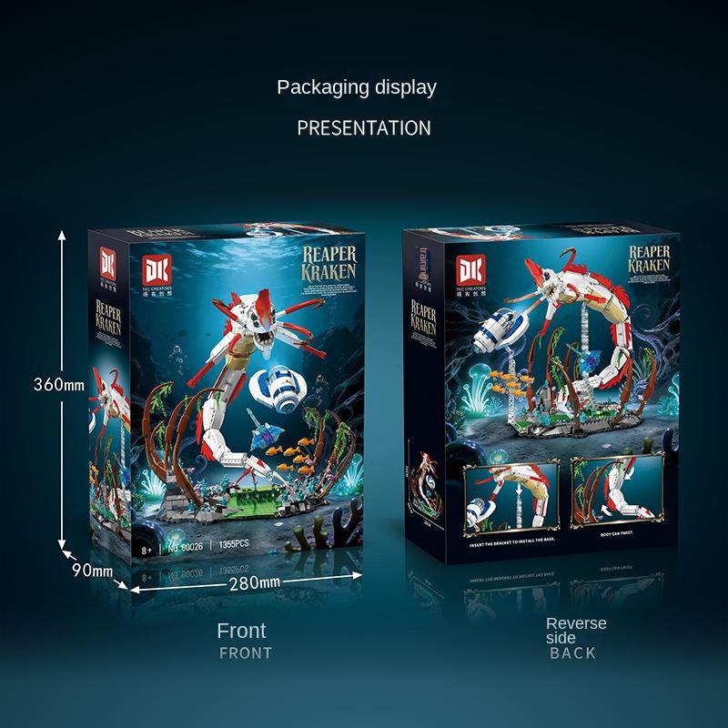 80026 Death Kraken Building Block Model, High Difficulty Educational Puzzle Toy, Boy's Display Piece Gift